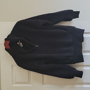 American Eagle Black Sherpa Pullover Sweatshirt